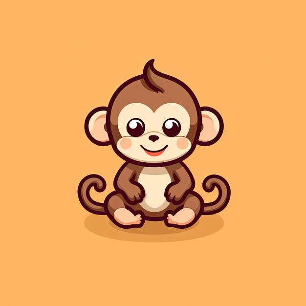 Questa illustrazione vettoriale mostra un'adorabile icona di scimmia