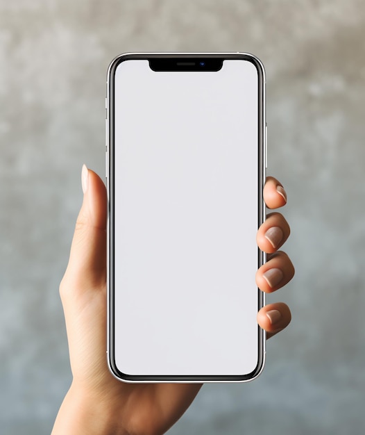 questa immagine mostra una mano che tiene un telefono Android bianco con uno schermo vuoto nello stile di minimalis