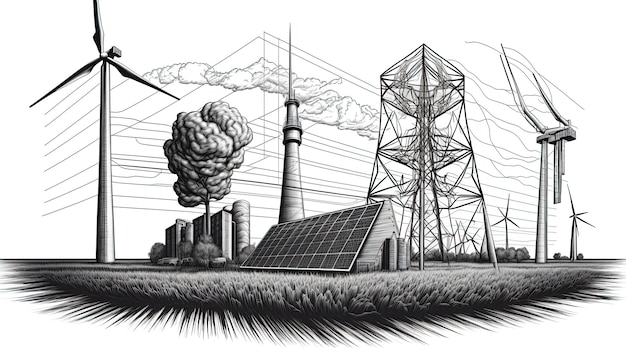 Questa straordinaria linea artistica mette in mostra la bellezza e la diversità delle fonti di energia rinnovabile, tra cui l'energia solare, eolica, idroelettrica e geotermica generata dall'intelligenza artificiale