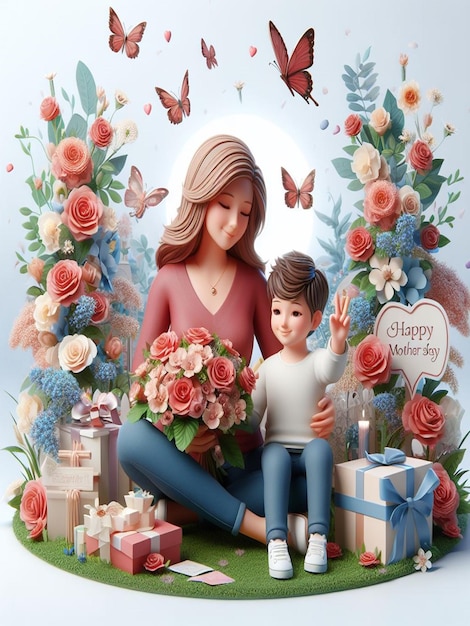 Questo bellissimo disegno floreale 3D è stato creato per la felice festa della mamma