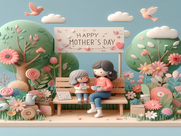 Questo bellissimo disegno floreale 3D è stato creato per la felice festa della mamma