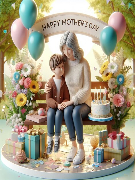 Questo bellissimo disegno floreale 3D è stato creato per la felice festa della mamma