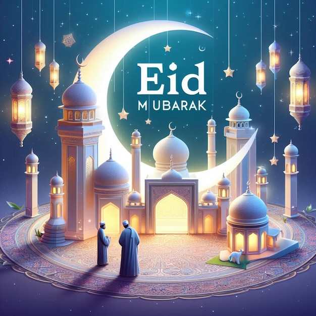 Questo disegno 3D è fatto per Eid ul Fitr e Eid al Adha