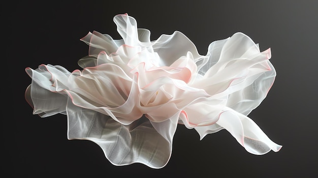Questo è un bellissimo e unico rendering 3D di un fiore bianco i petali sono delicati e sottili e il fiore è circondato da una luce morbida