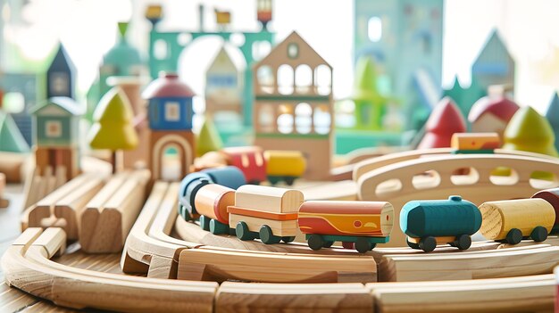 Questo è un treno giocattolo di legno.