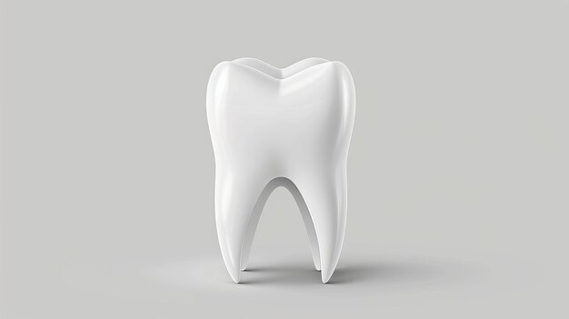 Questo modello di dente bianco è isolato su un semplice sfondo bianco moderna illustrazione realistica dei denti elementi di design della bocca con superfici pulite e lucide ideale per l'igiene orale clinica dentale