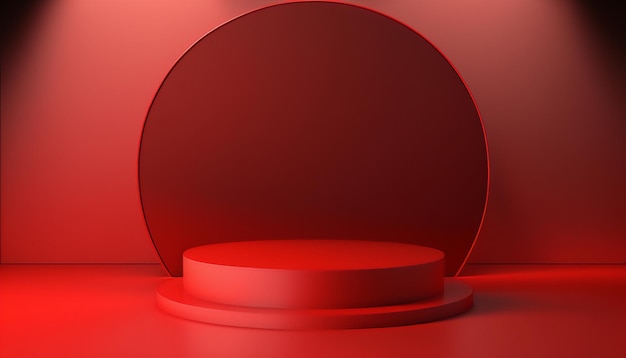 Questo podio rosso è lo sfondo perfetto per mostrare il tuo prodotto
