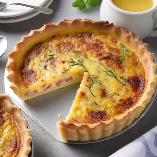 Quiche lorraine fresche preparate in modo appetitoso