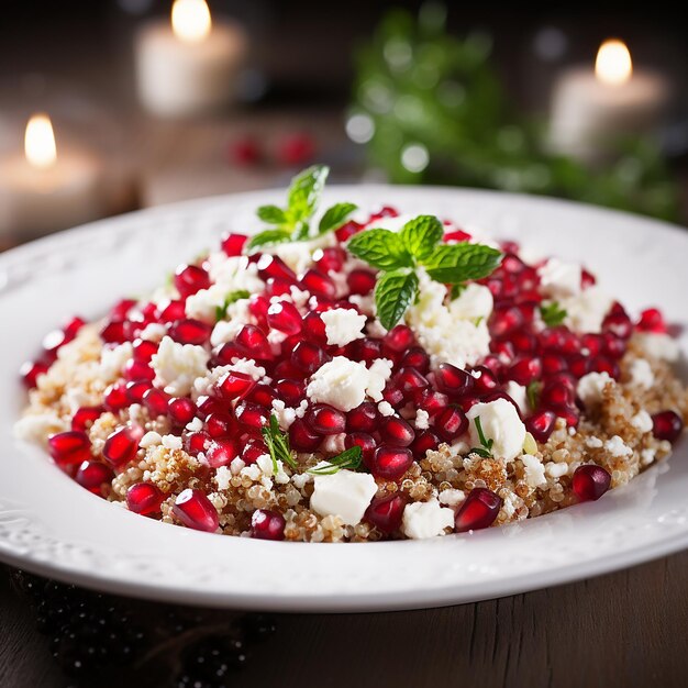 Quinoa con feta e melograno