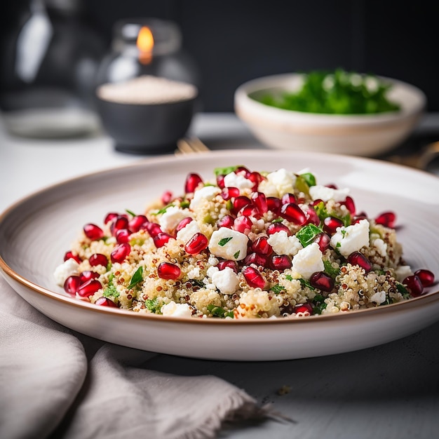 Quinoa con feta e melograno