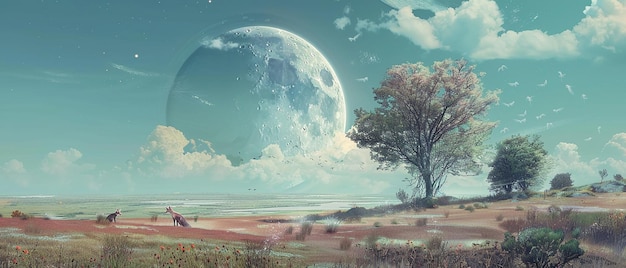Quotazione Serene Landscape Fox Famiglia che gioca nell'Openquotazione
