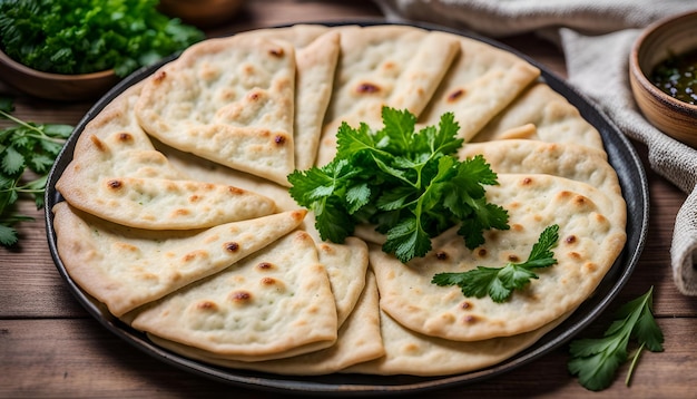 Qutab pane piatto azero con verdure fatto di pasta arrotolata sottile Un piatto tradizionale.