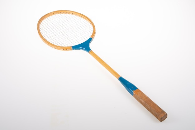 Racchetta da badminton in legno blu dal look vintage