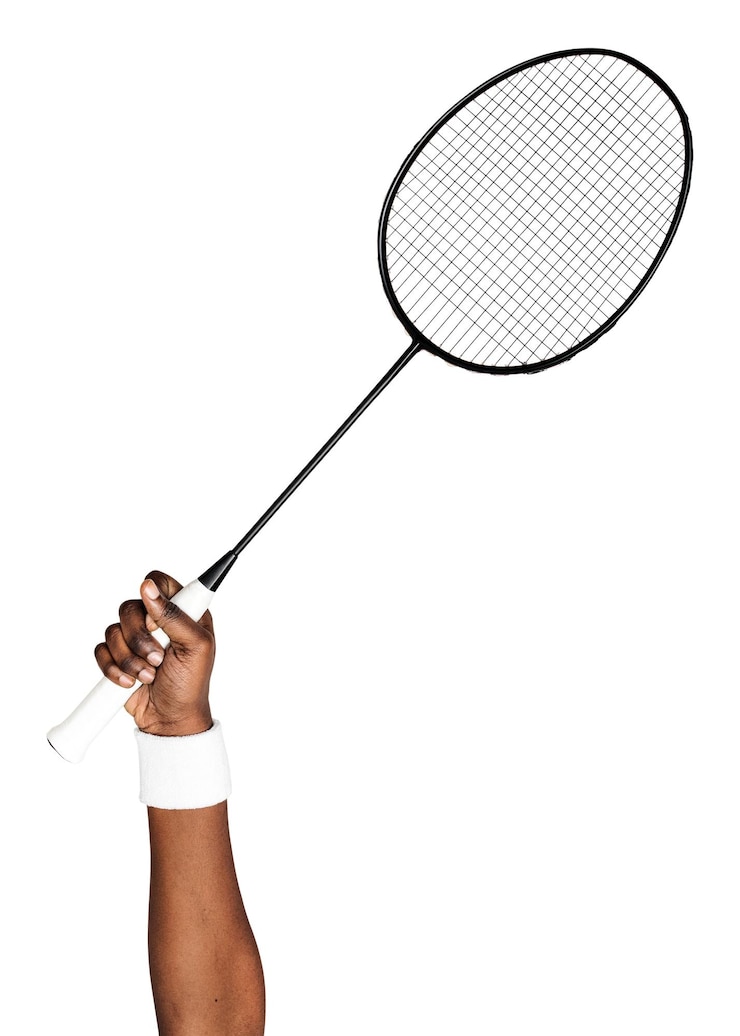 Foto racchetta da badminton png in adesivo a mano nero su sfondo trasparente