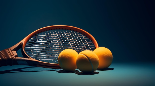 Racchetta da tennis accanto alla palla da tennis IA generativa