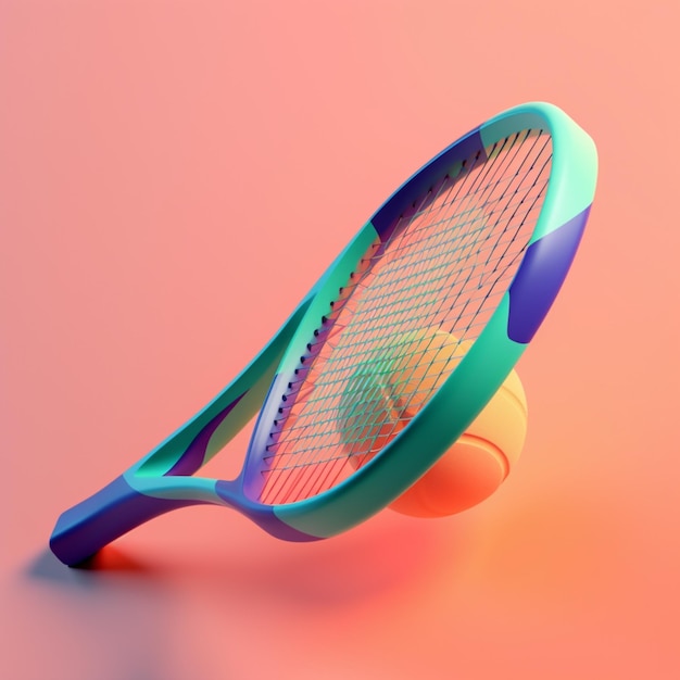 Racchetta da tennis nel concetto sportivo nella tavolozza dei colori di tendenza per la pubblicità con l'IA generativa
