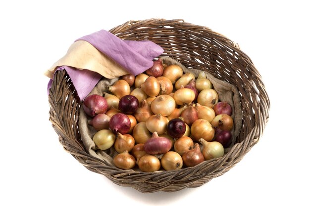 Raccogliere cipolle di diverse varietà