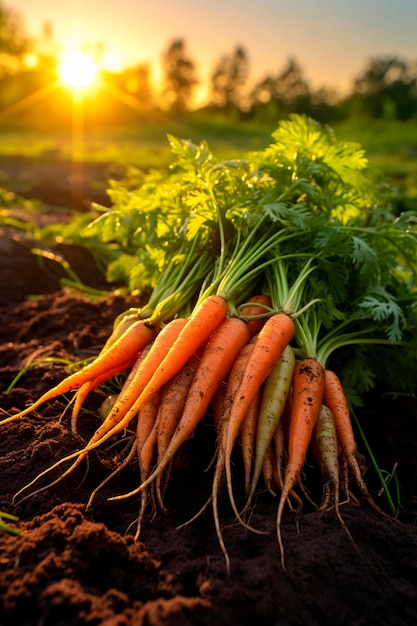 Raccolta delle carote in giardino Alimentazione generativa AI