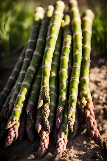 raccolta di asparagi in giardino