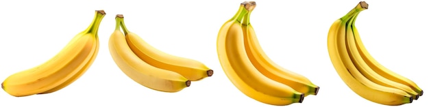 Raccolta di banane su sfondo bianco