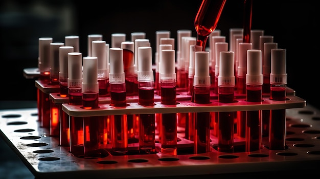 Raccolta di campioni di sangue medici in un laboratorio