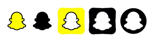 Raccolta di diverse icone Snapchat Logo dei social media Line art e stile piatto isolati su sfondo bianco Icona della linea vettoriale per affari e pubblicità