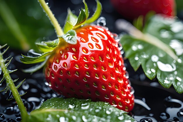 Raccolta di frutti di fragola rossa fresca e matura in serra olandese