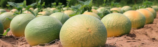 Raccolta di meloni in giardino IA generativa