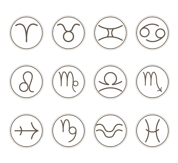 Raccolta di segni zodiacali su sfondo bianco Illustrazione