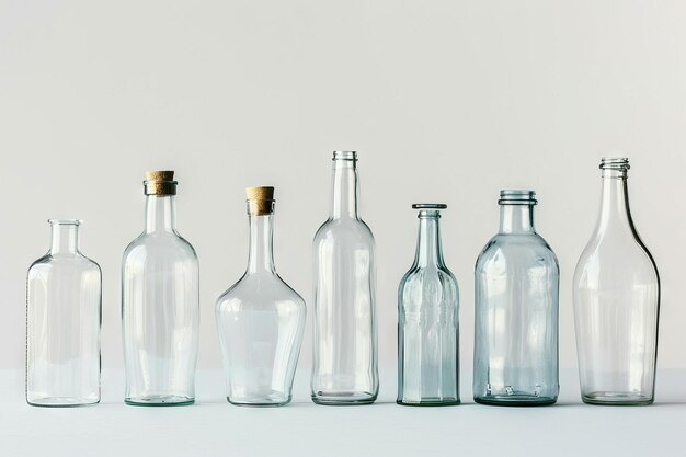 Raccolta isolata di bottiglie di vetro vuote