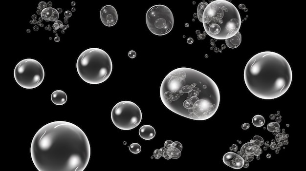 Raccolta vettoriale realistica di schiuma di bolle di sapone su IA transgenerativa