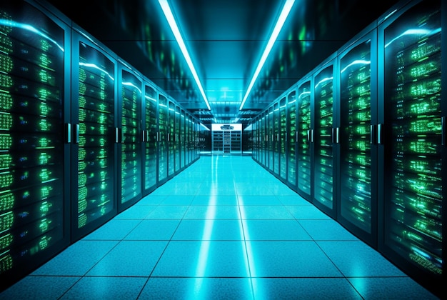 Rack di computer del data center nei servizi di sicurezza della rete generativa ai