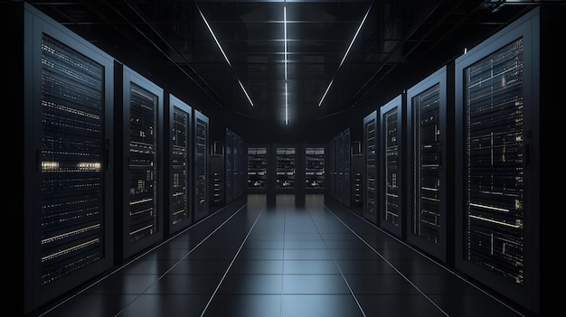 Rack multipli di server nel data center Moderna super tecnologia informatica o centro database