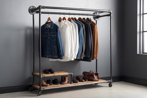 Rack per abbigliamento per tubi industriali