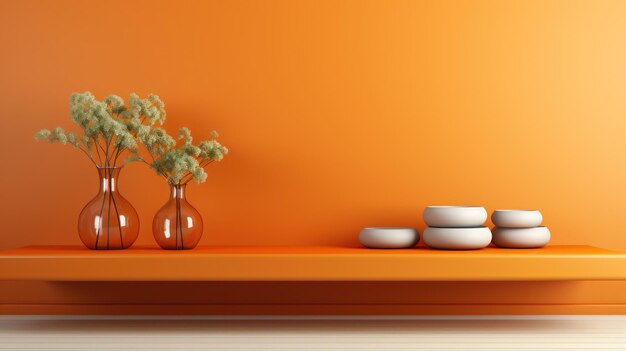 Radiant Elegance Minimalist Orange Backdrop for Cosmetic Delights Generative AI