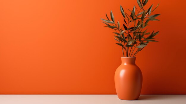 Radiant Elegance Minimalist Orange Backdrop for Cosmetic Delights Generative AI