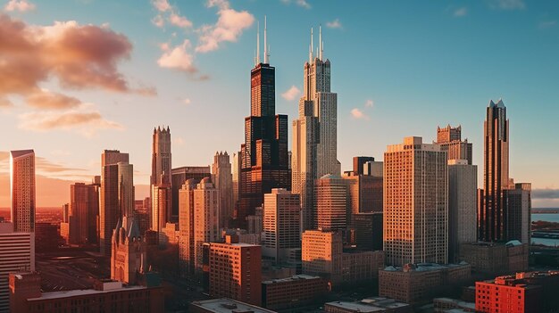 Radianti luci della città di Chicago