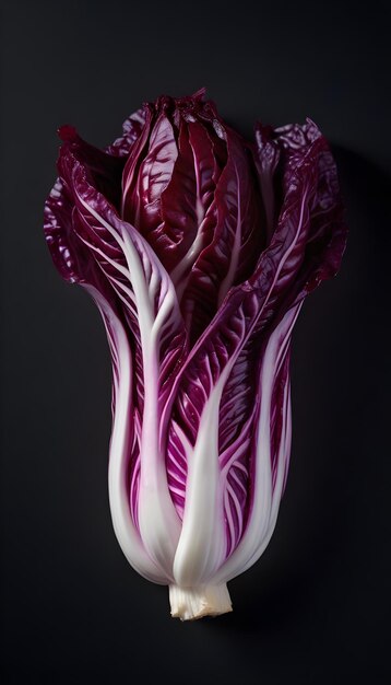 Radicchio su uno sfondo nero isolato