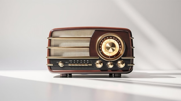Radio antica isolata su sfondo bianco illustrazione 3D