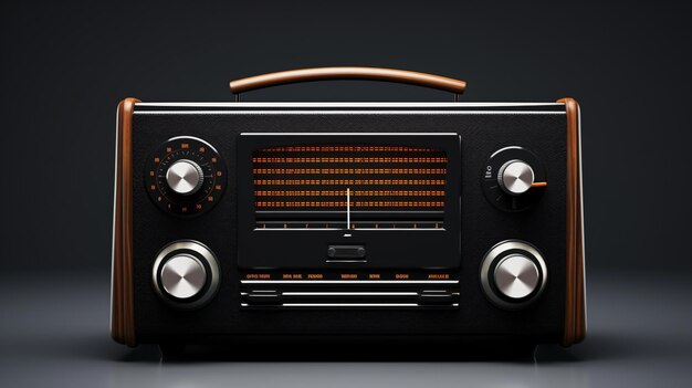 Radio nera retro isolata su sfondo bianco