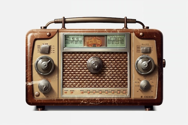 Radio vintage su uno sfondo bianco AI generativa