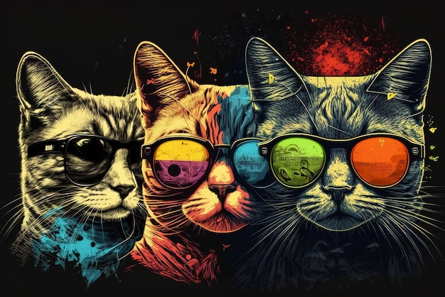 Raffinata illustrazione del gatto con occhiali da sole