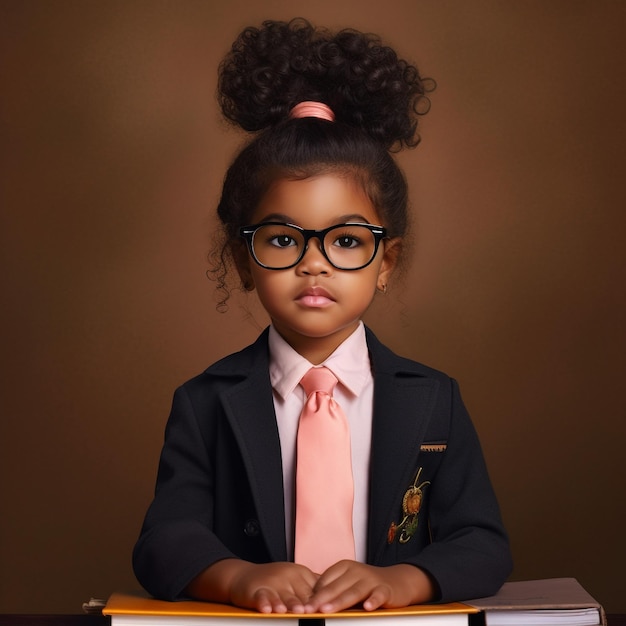 ragazza afroamericana con due code di pony che guarda la telecamera ritratto di una bambina felice a casa