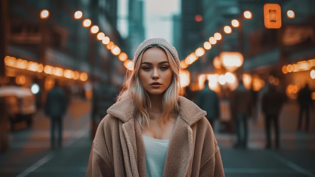 Ragazza alla moda in città