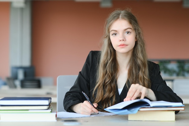 Ragazza alla scrivania a scuola