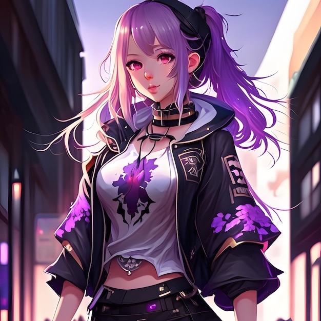 ragazza anime con la moda harajuku