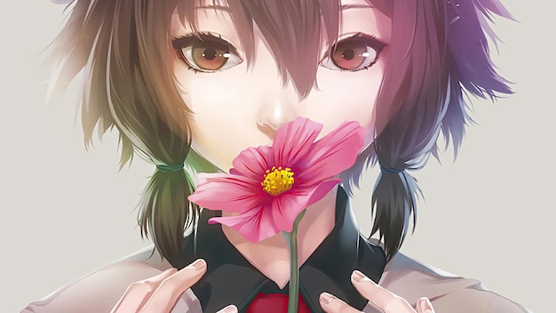 ragazza anime con un fiore in mano