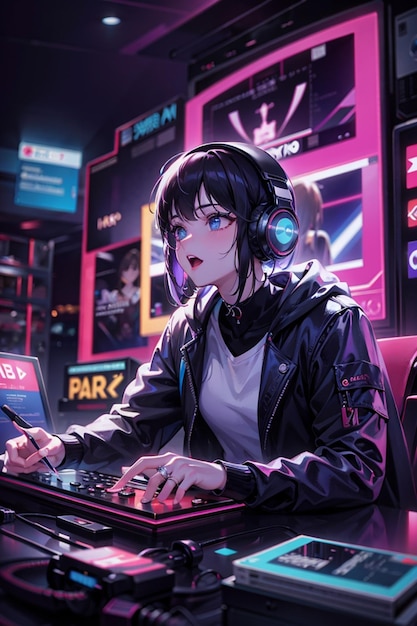 Ragazza anime cyberpunk