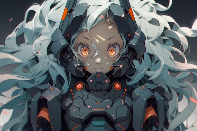 Ragazza anime cyborg con illustrazione futura del manga tuta spaziale generata dall'intelligenza artificiale