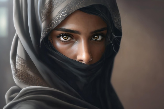 Ragazza araba in un niqab khimara